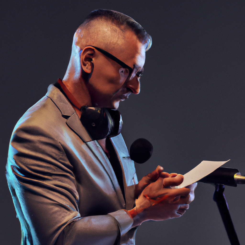 Portrait of research coach with microphone and notebook